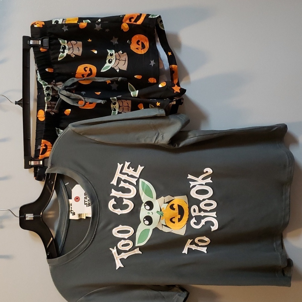 Munki Munki Star Wars Baby Yoda Halloween T-shirt and Shorts Sleep Set, S